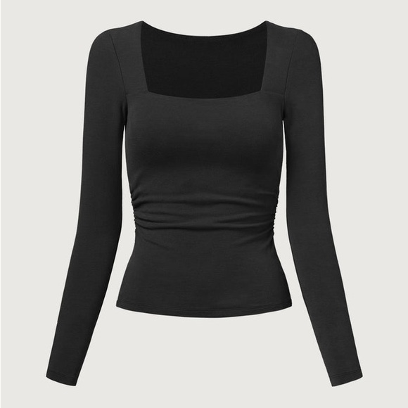 OGL Eco-Mousse® Anti-Bacteria Square Neck Ruched Brami Top - Black - Picture 1 of 6